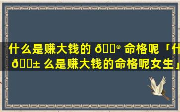 什么是赚大钱的 💮 命格呢「什 🐱 么是赚大钱的命格呢女生」